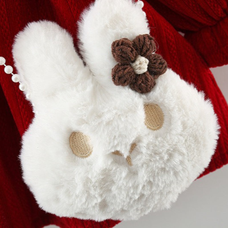 Girls' New Winter Wavy Placket New Year Dress