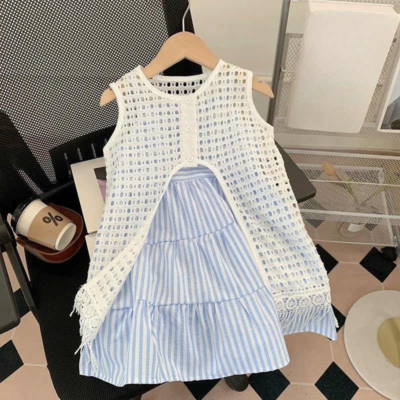 Girls Summer Holiday Dress Girls Party Princess Dress Two-piece Set Girls Summer Holiday Dress Girls Party Princess Dress Two-piece Set
