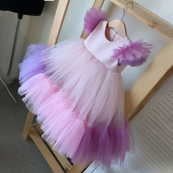 Elegant Baby Girls Butterfly Sleeve Christening Dress Dress Toddler Performance Princess Dress