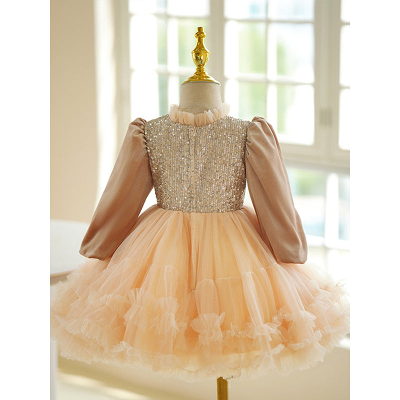Cute Baby Girl Winter Dress Toddler Pageant First Birthday Princess Dress, Champagne / 2-3 Years (100cm) Cute Baby Girl Winter Dress Toddler Pageant First Birthday Princess Dress, Champagne / 2-3 Years (100cm)