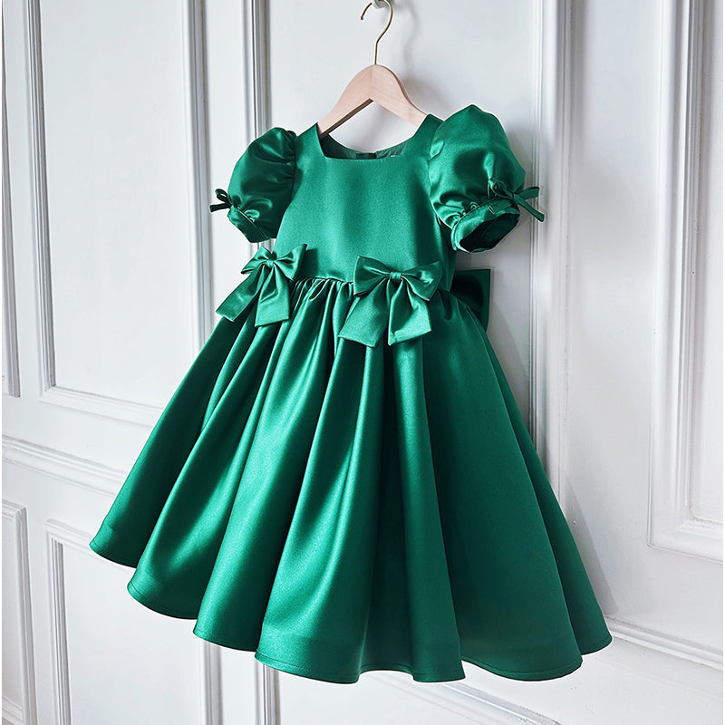 Cute Baby Girl Bow Dress Beauty Pageant Dress Toddler Birthday Fluffy Princess Dress