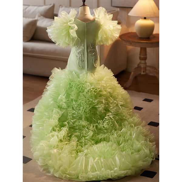 Luxurious Baby Girls Beauty Pageant Dress  Elegant Fluffy Birthday Party Dress