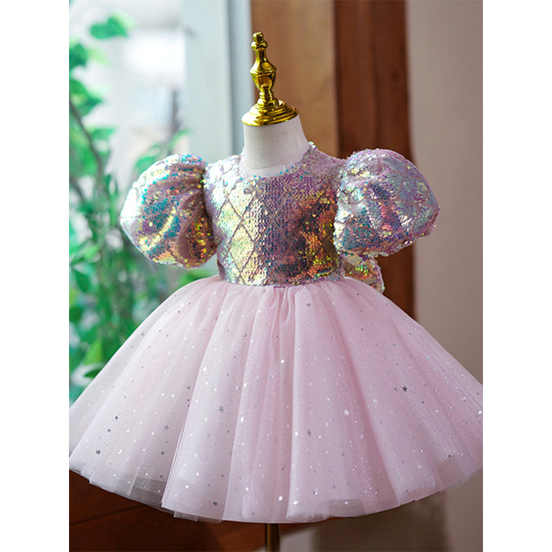 Cute Girls  Prom Dress Sequins Toddler Pageant Birthday Princess Dress