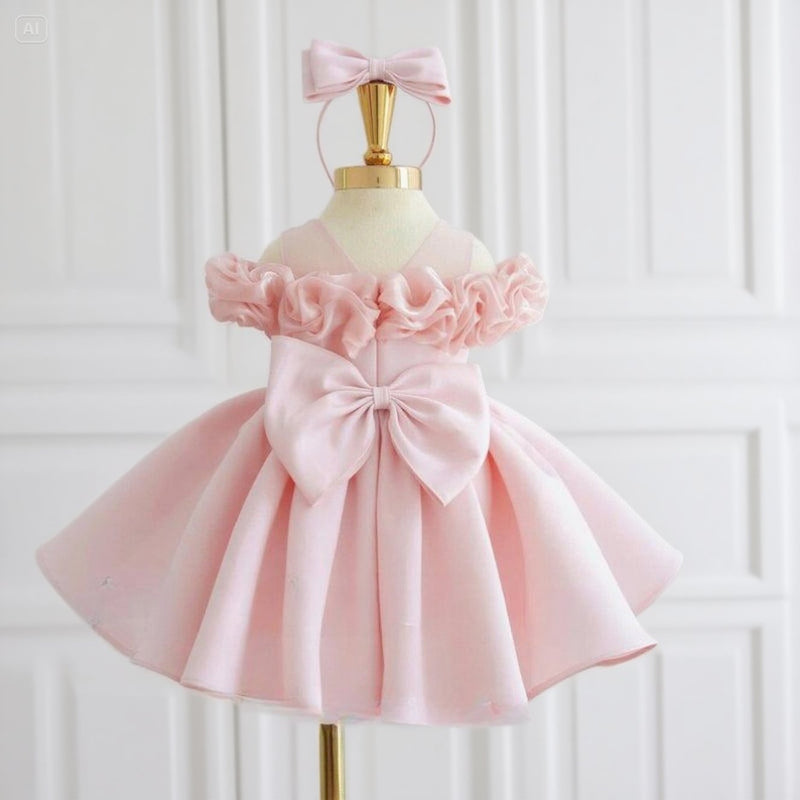 Special Occasion Dress Pink Pearl Dress First Birthday Dress Toddler Party Dress