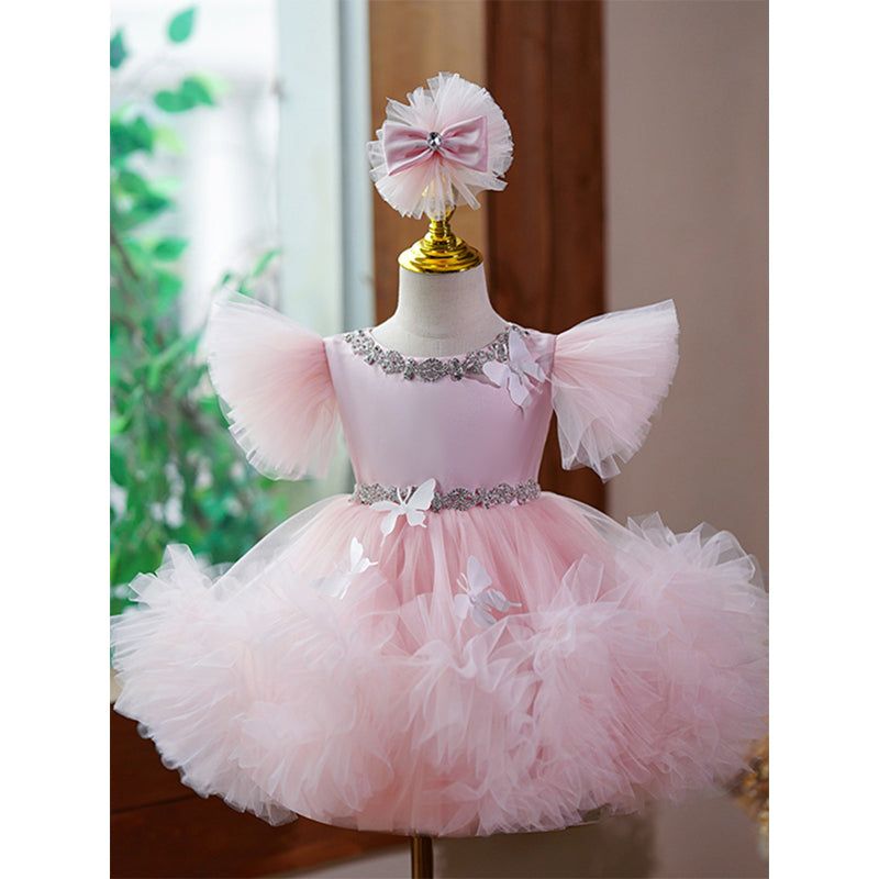 Baby Girl and Toddler Birthday Butterfly  Prom Dress Puffy Princess Dress