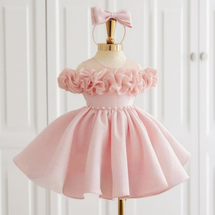 Special Occasion Dress Pink Pearl Dress First Birthday Dress Toddler Party Dress