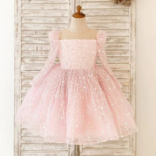 Elegant Baby White Sequin Princess Dress Toddler Pageant Dresses