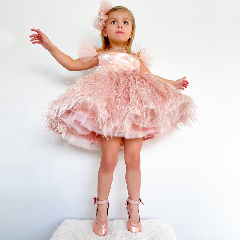 Luxurious Baby Girl Formal Puffy Party Dress Girl Fluffy Pageant Princess Dress