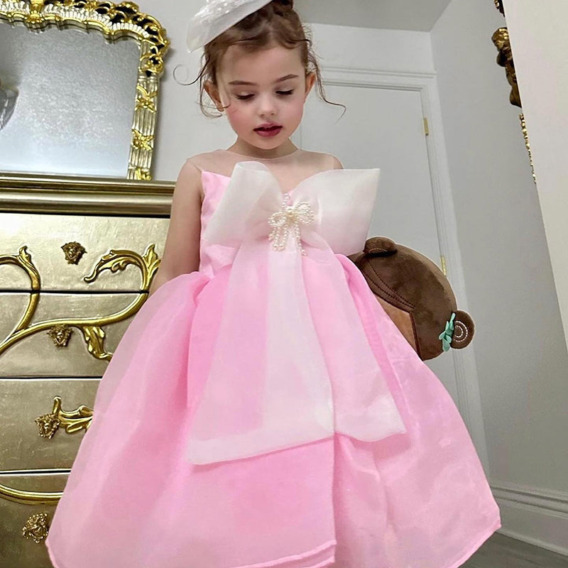 Girl Formal Dresses Baby Girl Summer Big Bow Cake Fluffy Ball Gowns Princess Dresses