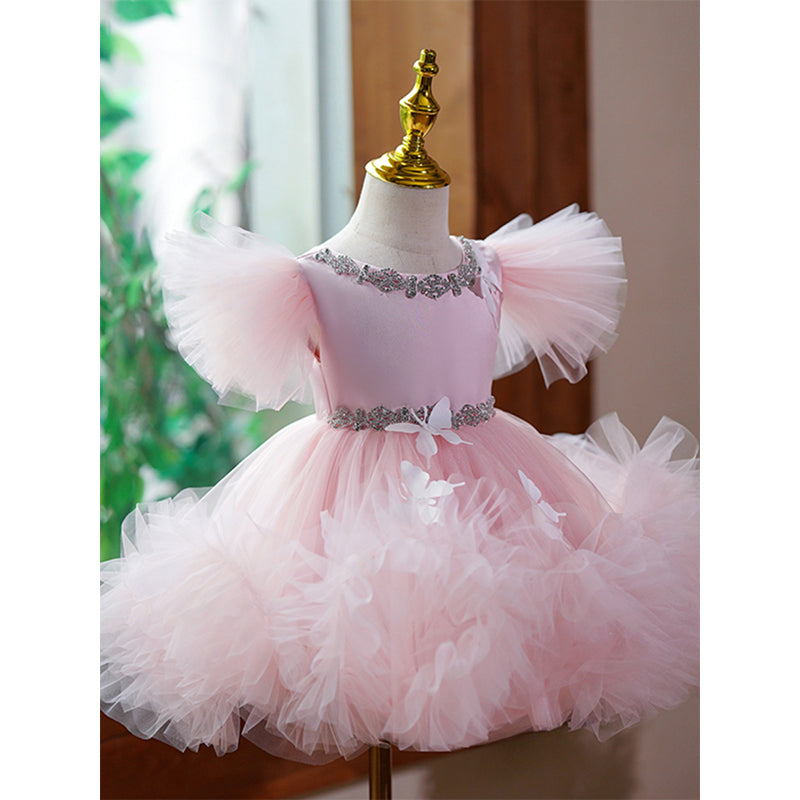 Baby Girl and Toddler Birthday Butterfly  Prom Dress Puffy Princess Dress