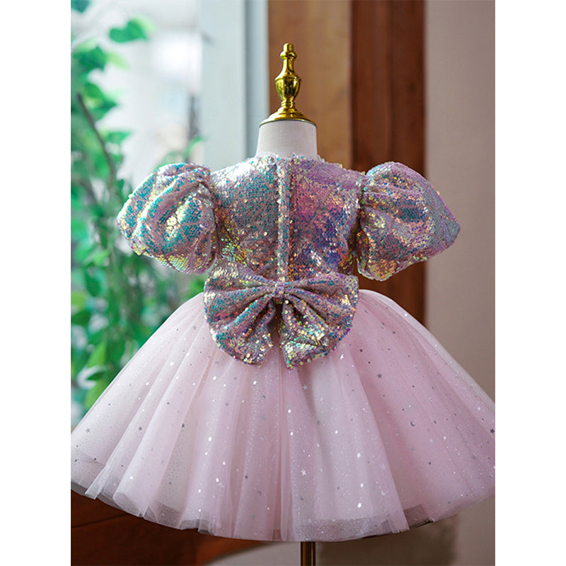 Cute Girls  Prom Dress Sequins Toddler Pageant Birthday Princess Dress
