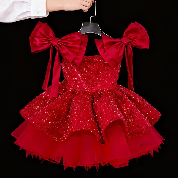 Cute Christmas Dress Baby Girl Sequins Pageant Dress Toddler Birthday Party Ball Gown