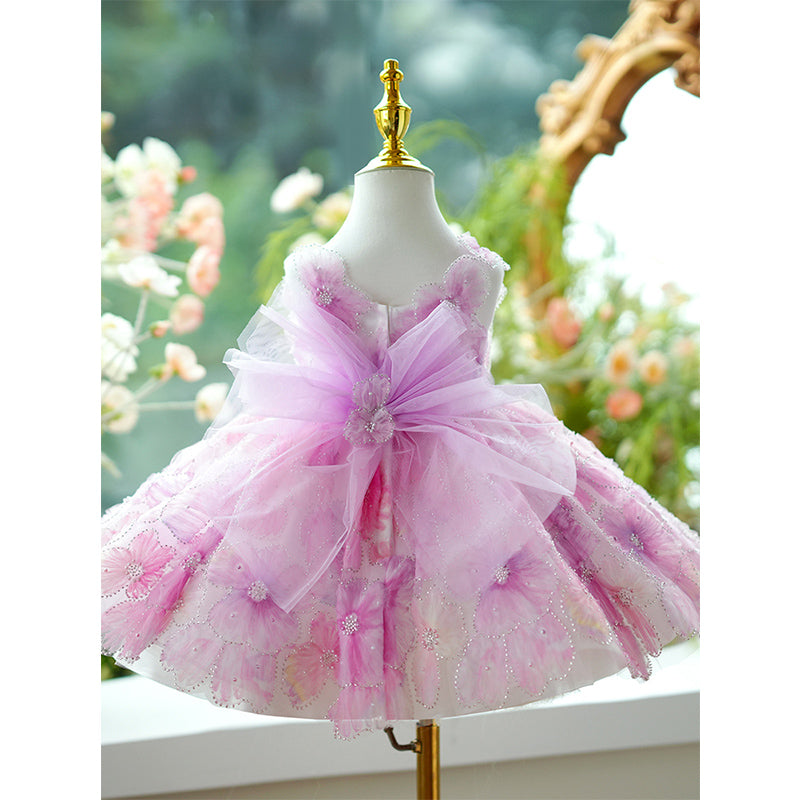 Cute Baby Girl Pink Sequined Dress Toddler Beauty Pageant Princess Dress