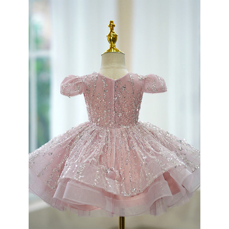 Elegant Baby Girl Sequins Formal Dress Toddler Birthday Party Princess Dress