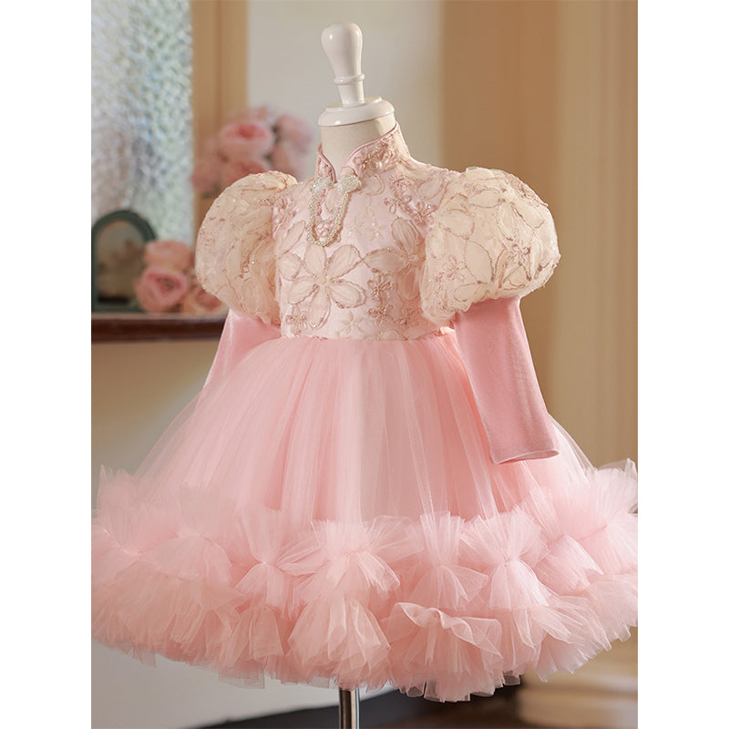 Luxurious Baby Girl Fluffy Christmas Dress Toddler Birthday Princess Dress