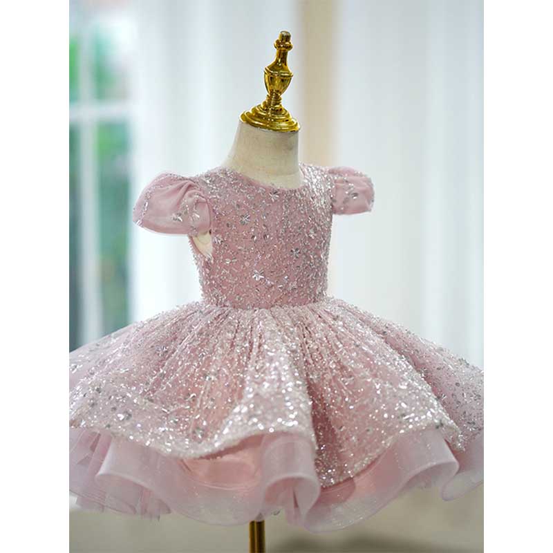 Elegant Baby Girl Sequins Formal Dress Toddler Birthday Party Princess Dress
