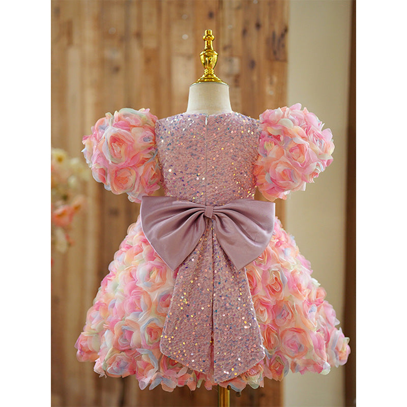 Cute Baby Girl Beauty Pageant  Flower Dress Toddler First Communion Princess Dress