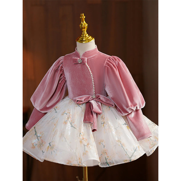 Cute Baby Girl Christmas Puffy Dress Toddler Birthday Long Sleeves Princess Dress