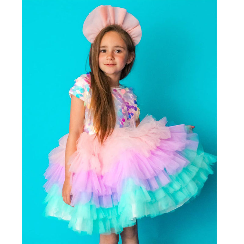 Baby Girls Colorful Sequins Princess Dress Toddler Christmas Dress Lit