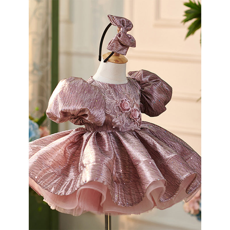 Girls Christmas Dress Sequins Puffy Embroidery Dress Toddler Pageant Birthday Princess Dress