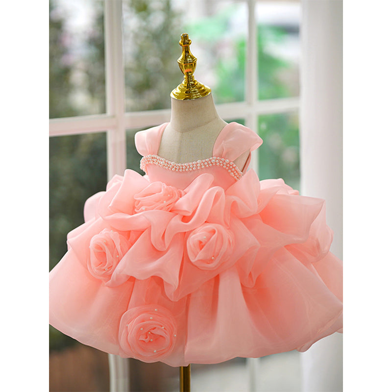 Luxurious Baby Girl Flower Fluffy Dress Toddler Pageant Birthday Princess Dress, Pink Orange / 2-3 Years (100cm) Luxurious Baby Girl Flower Fluffy Dress Toddler Pageant Birthday Princess Dress, Pink Orange / 2-3 Years (100cm)