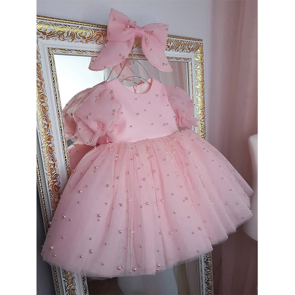 Cute Baby Girl Polka Dots Dress Toddler Pageant First Birthday Princess Dress