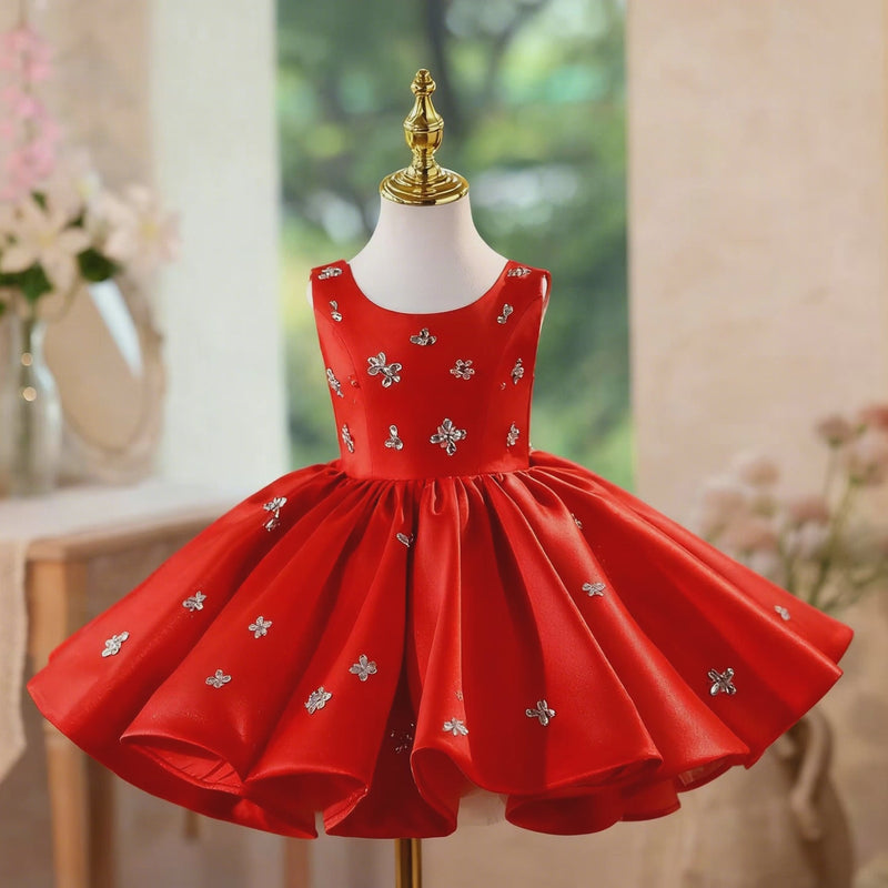 Girls Birthday Dresses Girls Party Princess Dresses Flower Girl Dresses, Red / 3-4 Years (110cm)