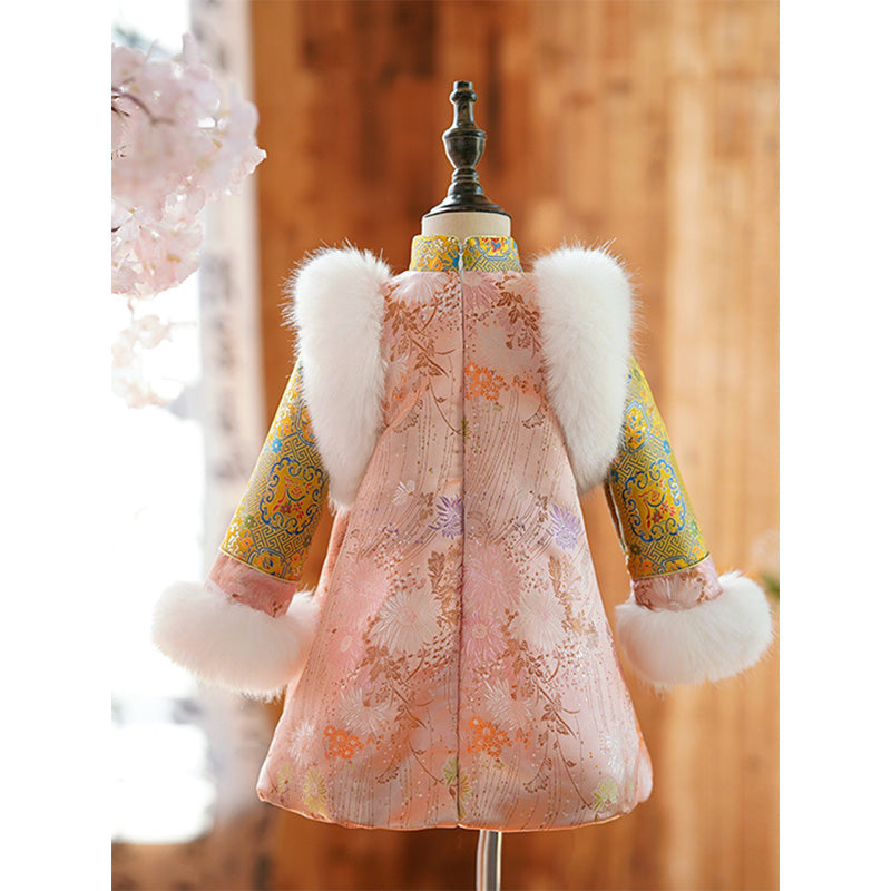 Girls Winter Embroidery Winter Puffy Dress Toddler Birthday Christma