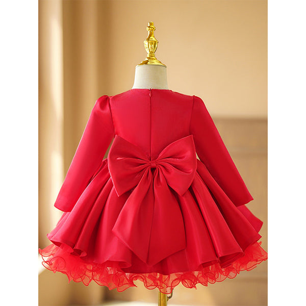 Cute Baby Girl Winter Puffy Dress Toddler Birthday Red Christmas Princess Dress