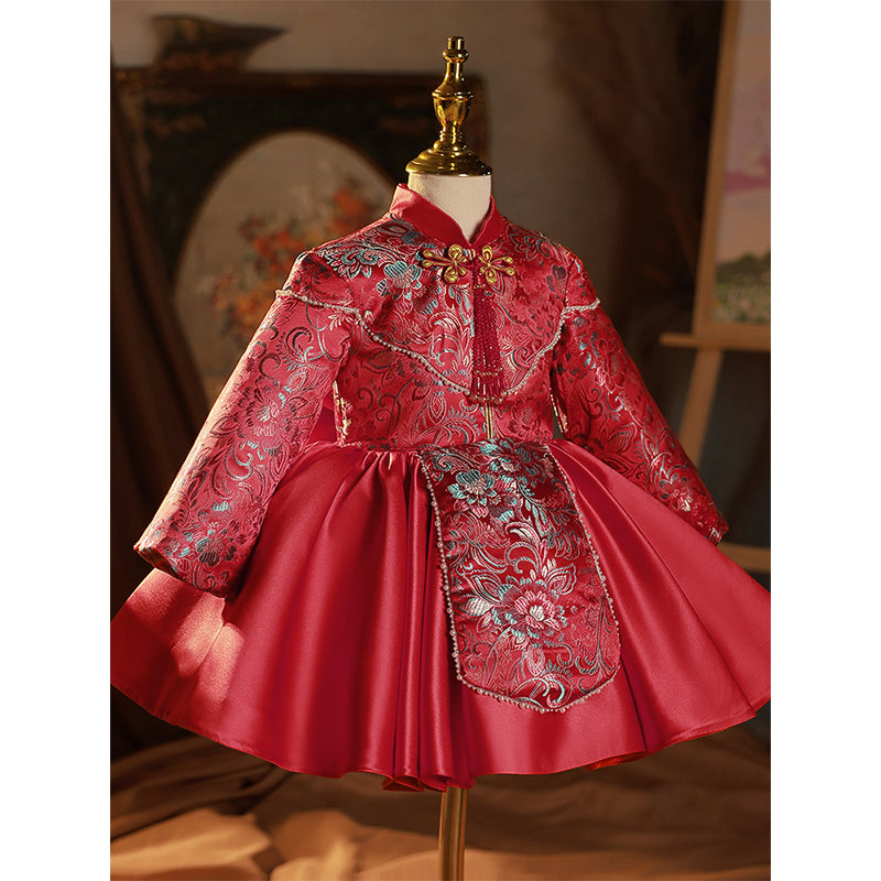 Girls  Embroidery Winter Dress Toddler Christmas  Long Sleeves Princess Dress