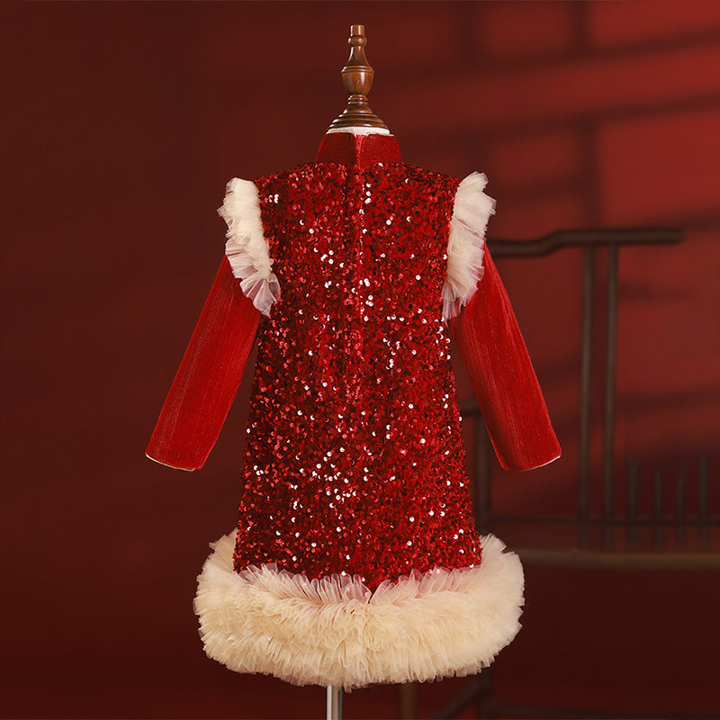 New Year Cute Baby Girl Sequins Formal Dresses Toddler Birthday Party Dress, Wine red / 4-5 Years (120cm) New Year Cute Baby Girl Sequins Formal Dresses Toddler Birthday Party Dress, Wine red / 4-5 Years (120cm)