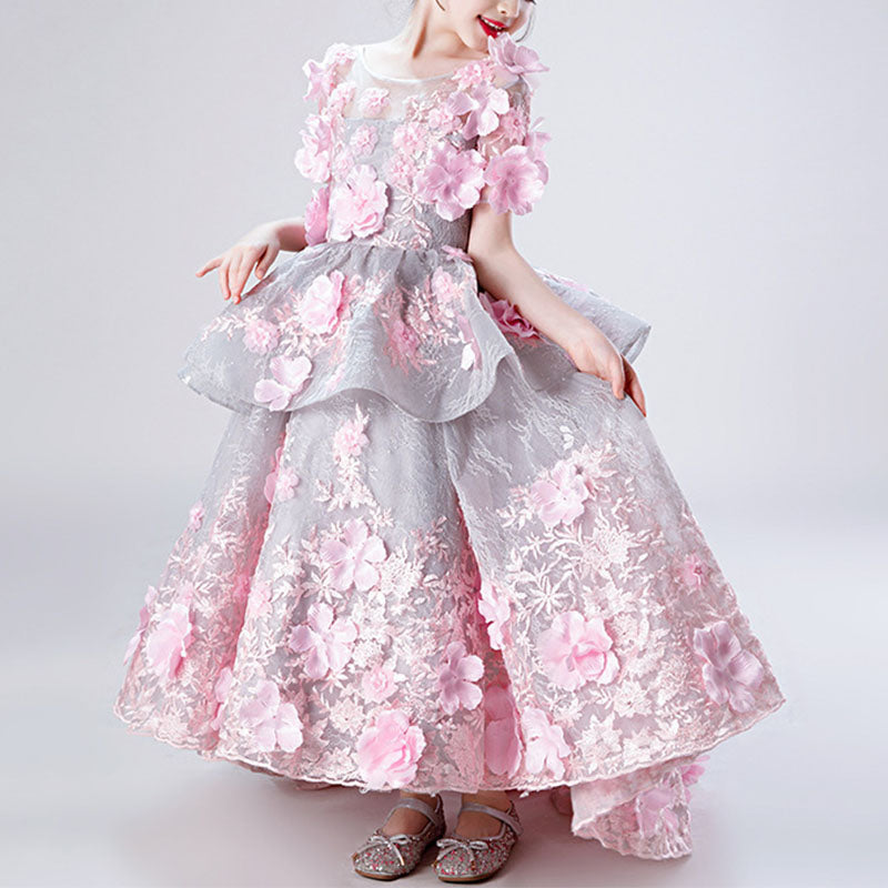 Baby Girl Princess Dress Children Summer Fluffy Mesh Large Hem Flower Dress