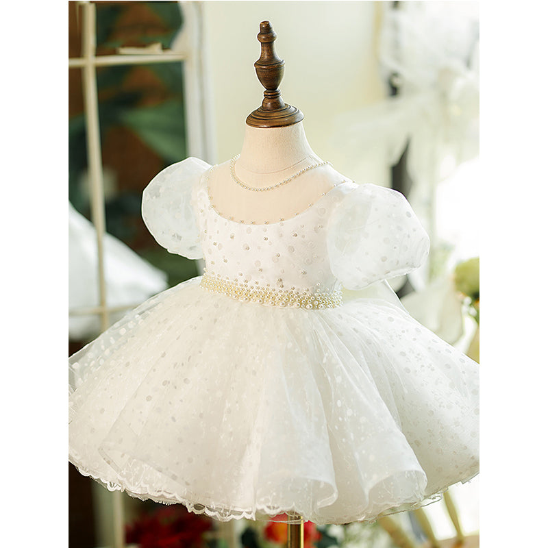 Baby Girl Dress Toddler Prom White Beauty Pageant Bow Baptism Princess Dress