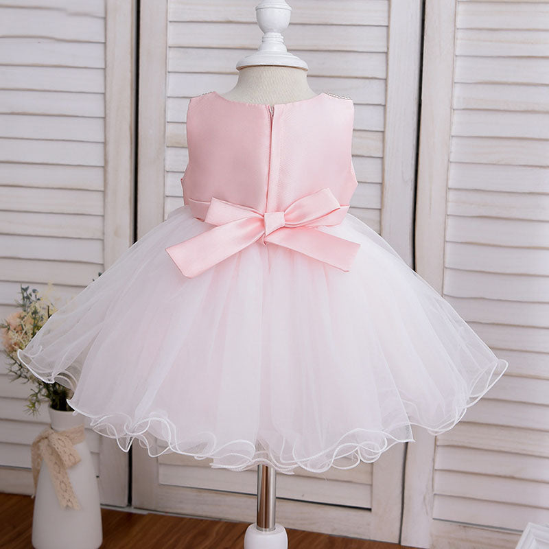 Baby Girl Easter Dress Cute Bow Sleeveless Mesh Princess Dress