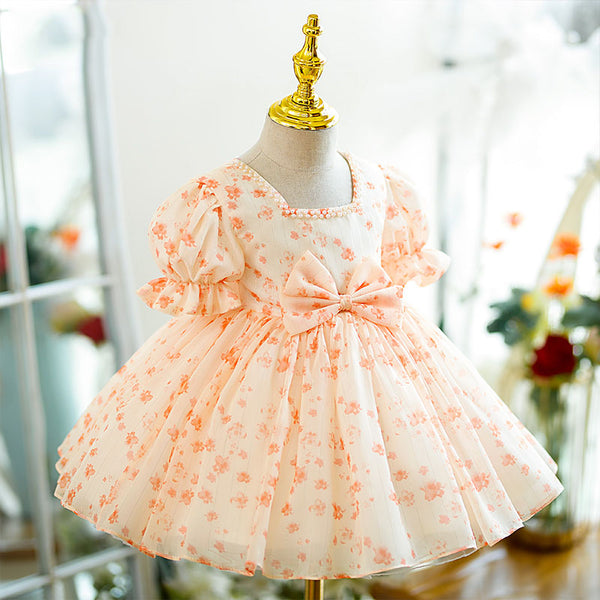 Baby Girl Dress Toddler Prom Easter Embroidered Puff Sleeve Bowknot Princess Dress