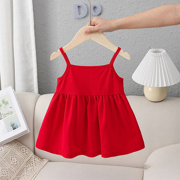 Baby Girl Dress Little Girl Summer Red Bowknot Dress Vest Dress