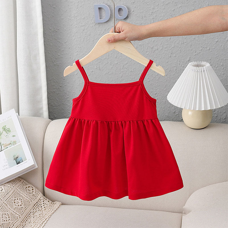Baby Girl Dress Little Girl Summer Red Bowknot Dress Vest Dress