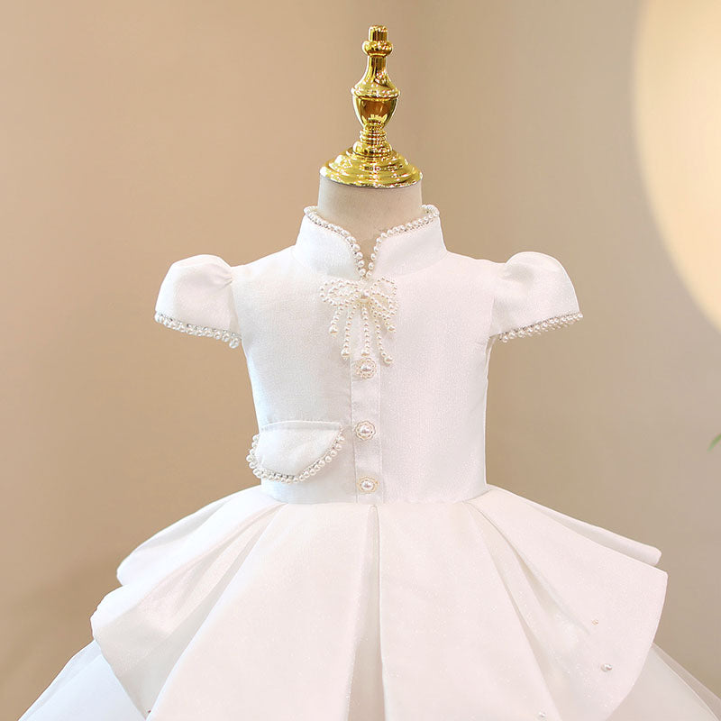 Elegant Stand Collar Puff Sleeve Princess Dress