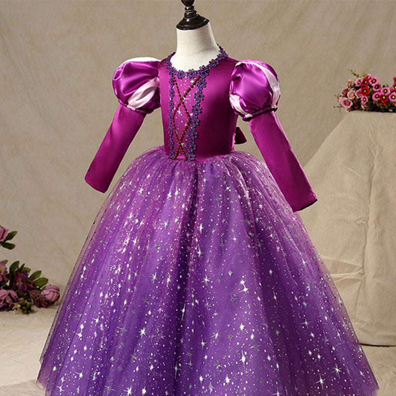 Toddler Girl Pageant Birthday Party Dress Purple Sequin Puffy Princess Dress