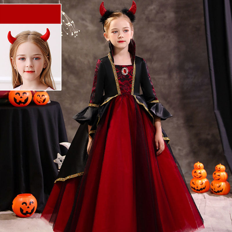 Halloween Girls Vampire Witch Cosplay Dress Costume