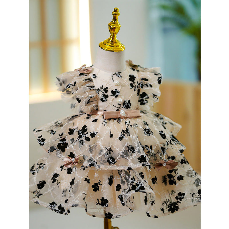 Baby Girl Princess Dress Floral Fluffy Cake Birthday Party Dress