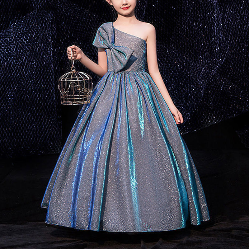 Elegant Girl Catwalk One-shoulder Piano Performance Evening Dress