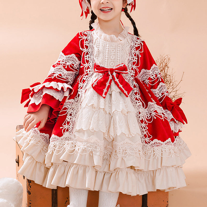 Baby Girl Red Lolita Birthday Party Dress