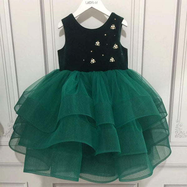 Toddler prom Dress Little Girl Communion Pageant Mesh Bow Puffy Princess Dress