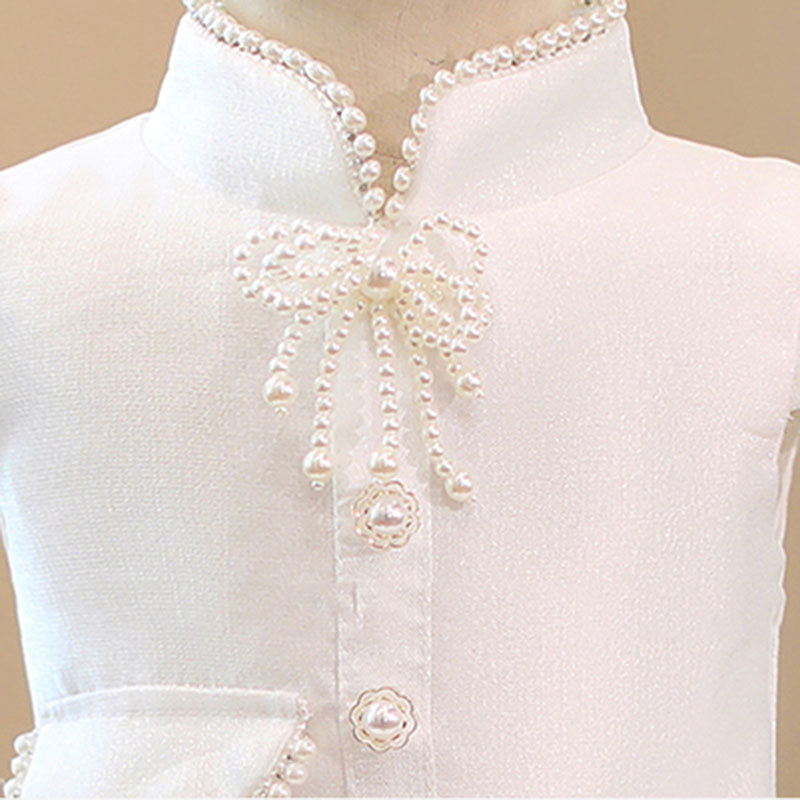Elegant Stand Collar Puff Sleeve Princess Dress