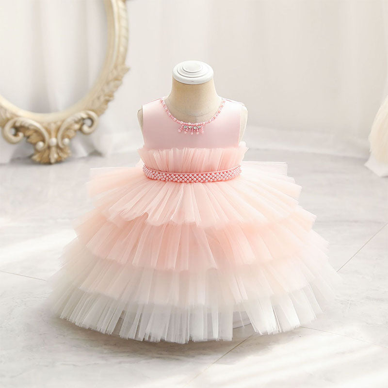 Baby Girl Birthday Party Dress Toddler Cute Gradient Cake Fluffy Princess Dress Girls Formal Dresses