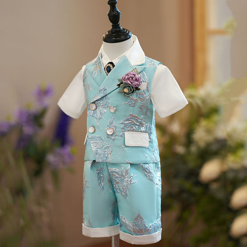 Cute Boy Summer Birthday Wedding Formal Vest Suit Set