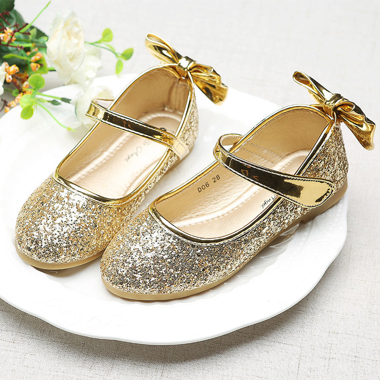 Girls Cute Flat Shoes Sequins Leather Shoes
