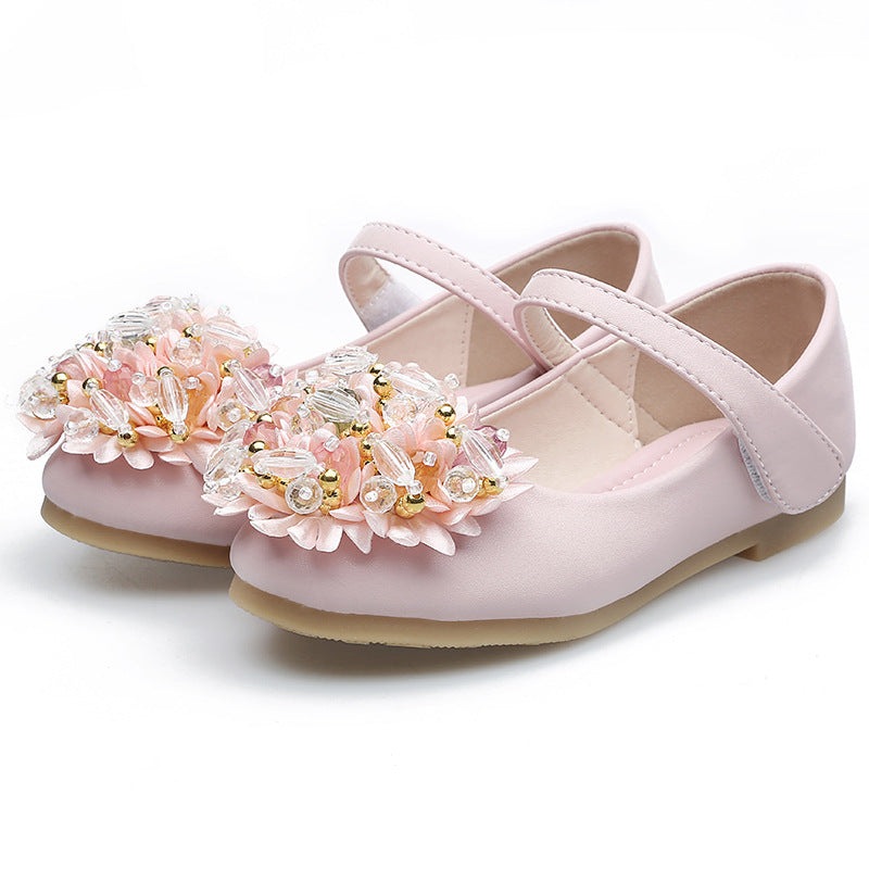 Elegant Girls Beaded Flower Princess Shoes