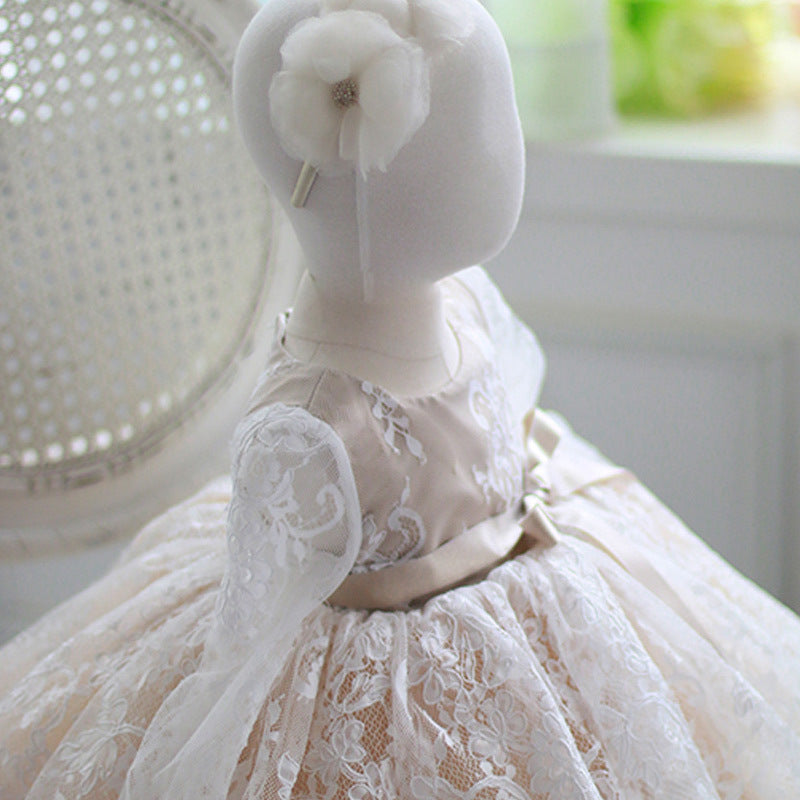 Flower Girl Dresses - Baptism Dresses Girl Lace Puffy Princess Dresses Baby Girl Prom Formal Dresses, Champagne / 5-6 Years (130cm) Flower Girl Dresses - Baptism Dresses Girl Lace Puffy Princess Dresses Baby Girl Prom Formal Dresses, Champagne / 5-6 Years (130cm)